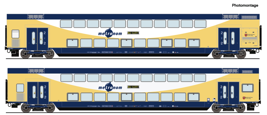 ROCO 6200106 2-tlg. Set Doppelstockwagen metronom Spur H0