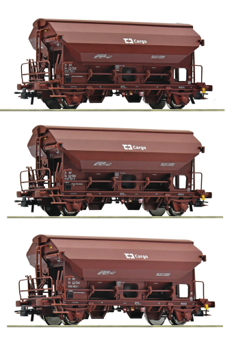 ROCO 6600078 3-tlg Set Schwenkdachwagen CD Cargo Spur H0