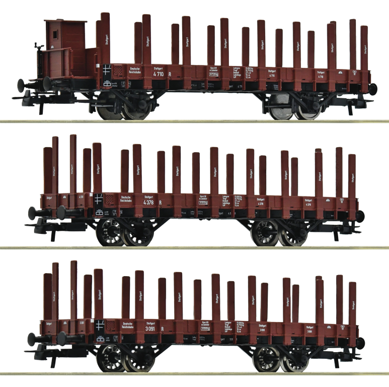 ROCO 6600041 3-tlg. Set Rungenwagen DRG Spur H0