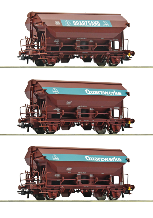 ROCO 77052 3-tlg. Set Schwenkdachwagen DB Spur H0