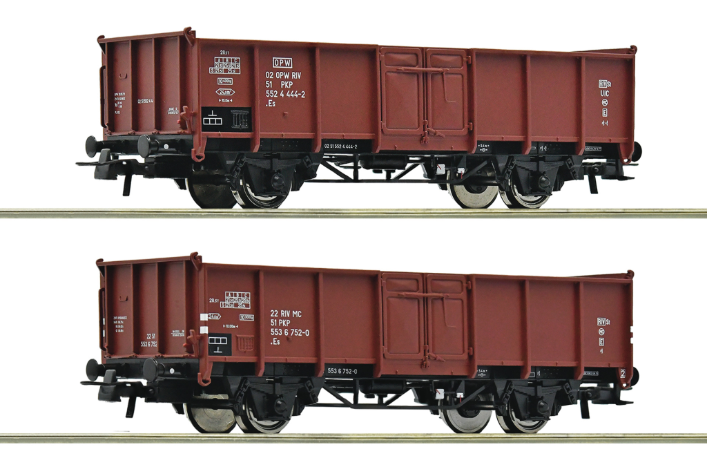 ROCO 6600058 2-tlg. Set Offene Güterwagen PKP Spur H0