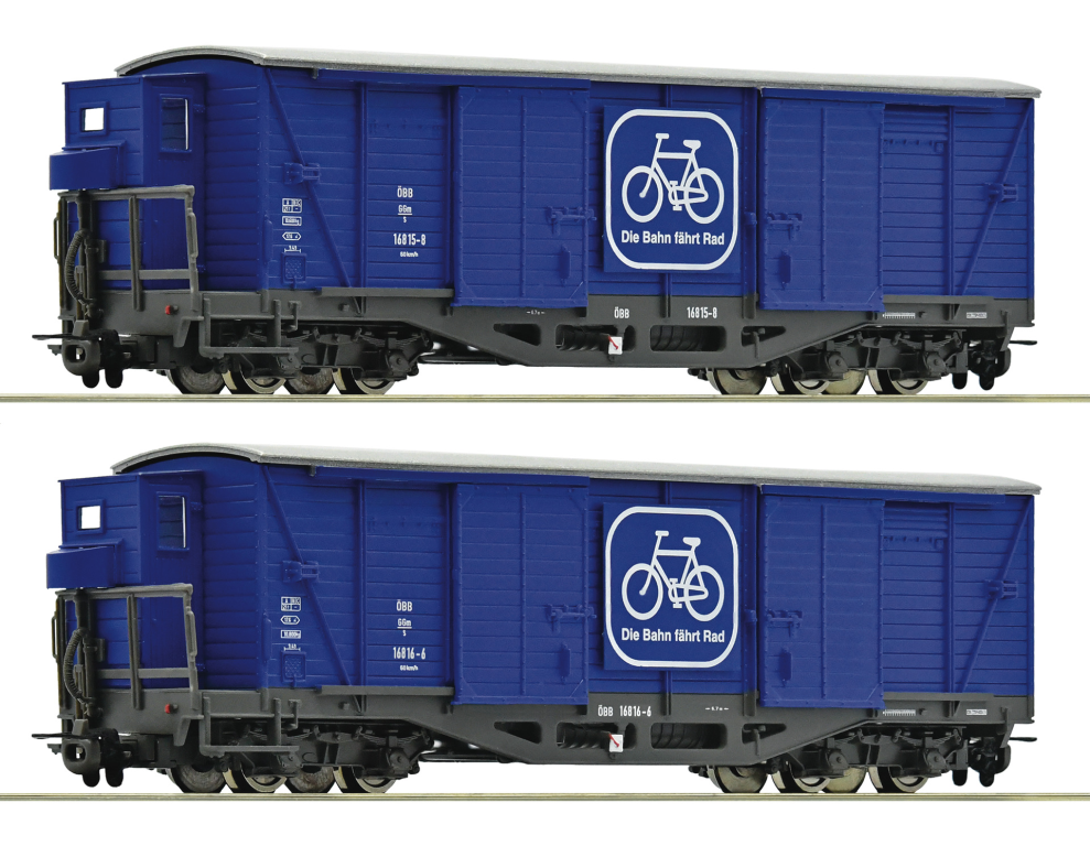 ROCO 6640003 2-tlg. Set Fahrradtransportwagen ÖBB Spur H0e