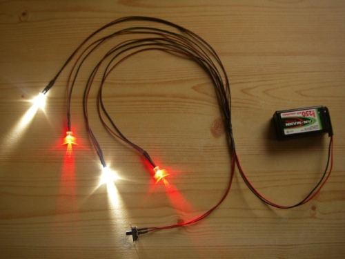 komplett verdrahtet * LED Beleuchtung Kit 18-20V rot für Slotcars 1:24/1:32 