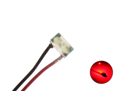 LED SMD 0402 mit Kupferlackdraht Draht Kabel rot
