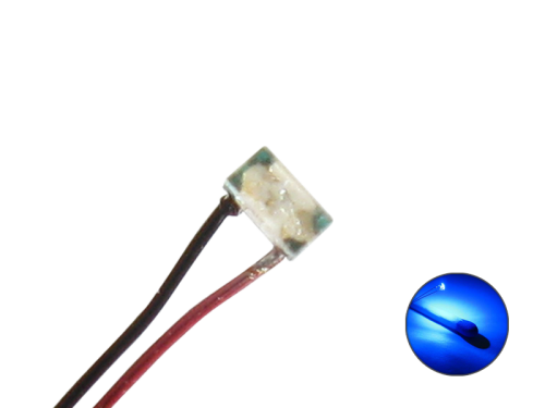 LED SMD 0402 mit Kupferlackdraht Draht Kabel blau