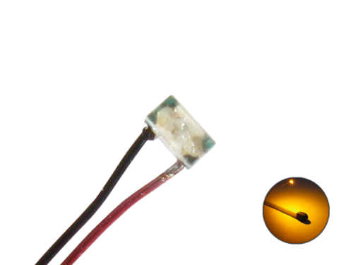 LED SMD 0402 mit Kupferlackdraht Draht Kabel gelb