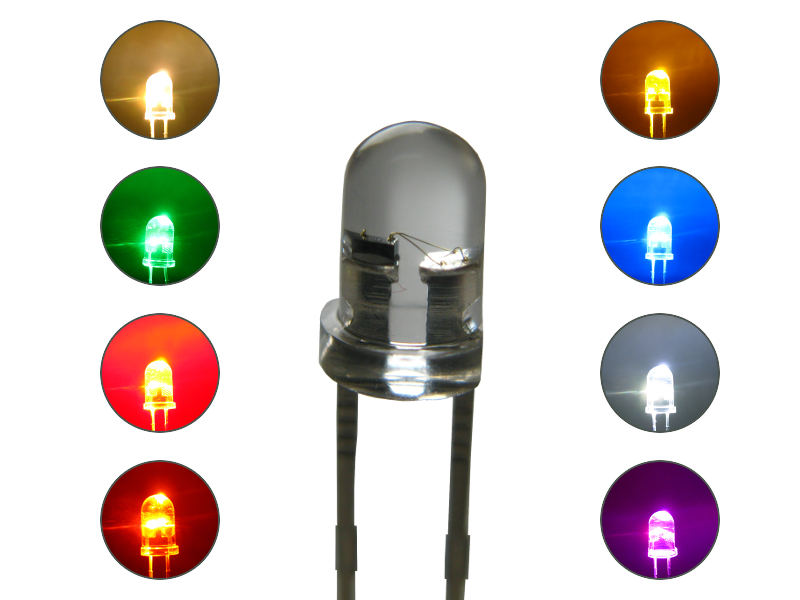 Litze LED für 12-16V S993-10 Stück LEDs 3mm gelb klar mit Kabel 