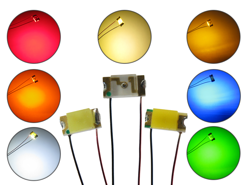 LED SMD 1206 mit Kupferlackdraht Draht Kabel verschiedene Farben
