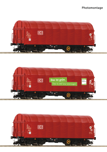 ROCO 6680012 3er Set Schiebeplanenwagen DB-A Spur TT