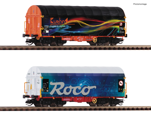 ROCO 6680022 2er Set Schiebeplanenwagen ROCO Spur TT