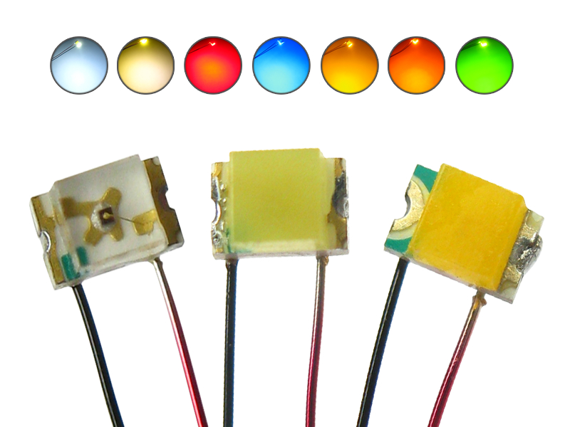 10 Stück SMD LED 0805 Gelb verdrahtet mit Kabel am Draht Microkabel C4072 