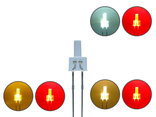 DUO LED 2mm lang Bipolar 2pin klar warmweiß / kaltweiß / gelb - rot