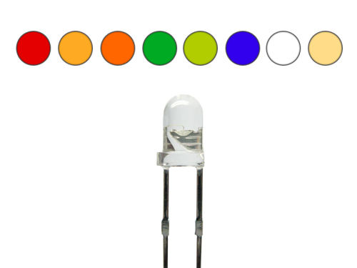 Litze LED für 12-16V S996-10 Stück LEDs 3mm weiß klar mit Kabel 