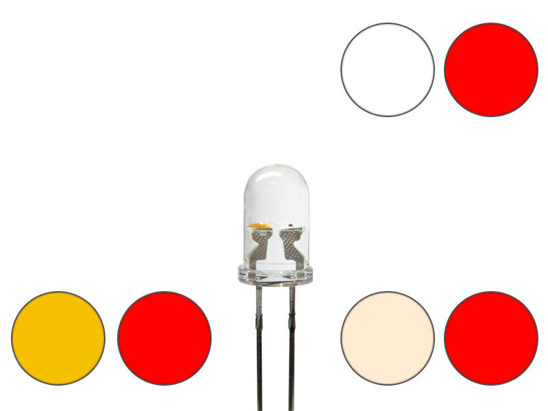 DUO Bi-Color Bipolar LED 5mm 2pin klar warmweiß / kaltweiß / gelb - rot