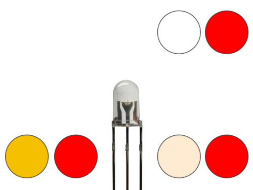 DUO LED 5mm klar 3pin Anode warmweiß / kaltweiß / gelb - rot