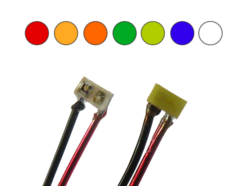 10 Stück LED SMD 0201 mit Kupferlackdraht Draht Kabel diverse Farben